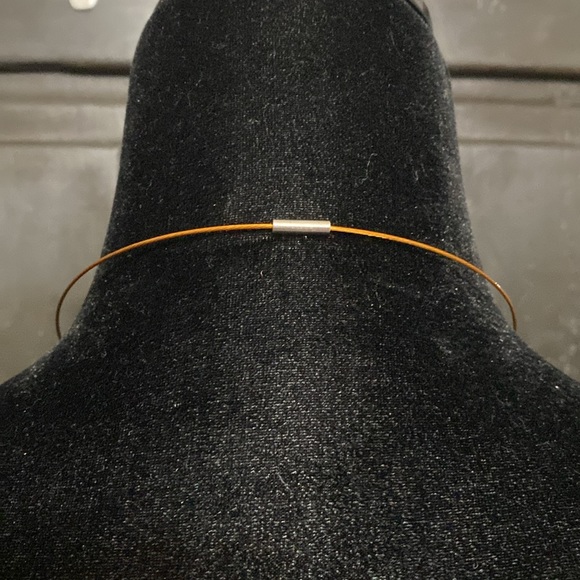 Vintage brass choker with bass rhinestone cross - Picture 2 of 9